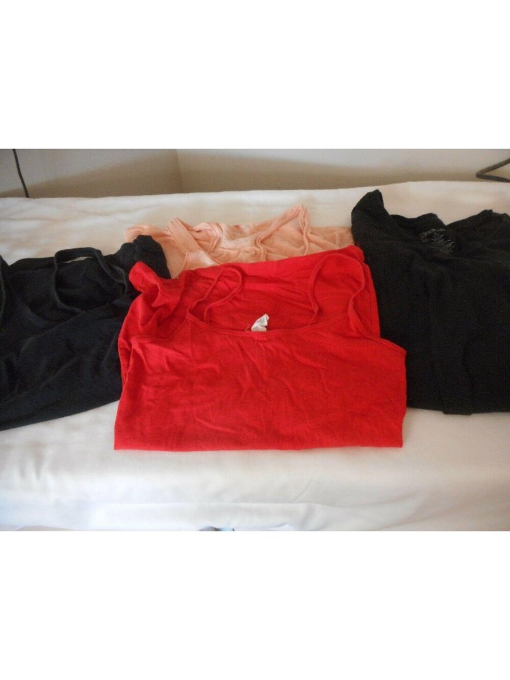 Lot of 4 cotton/blend knit shirts cami muscle long sleeve t
